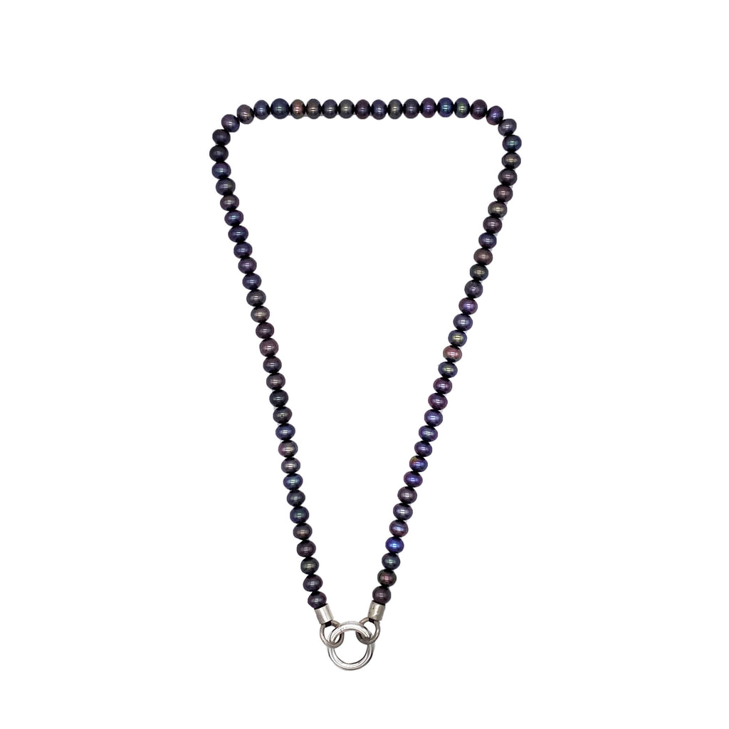 Black Pearl Charm Necklace - Small
