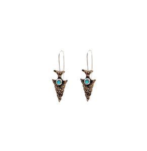 Bronze Turquoise Arrowhead Earrings