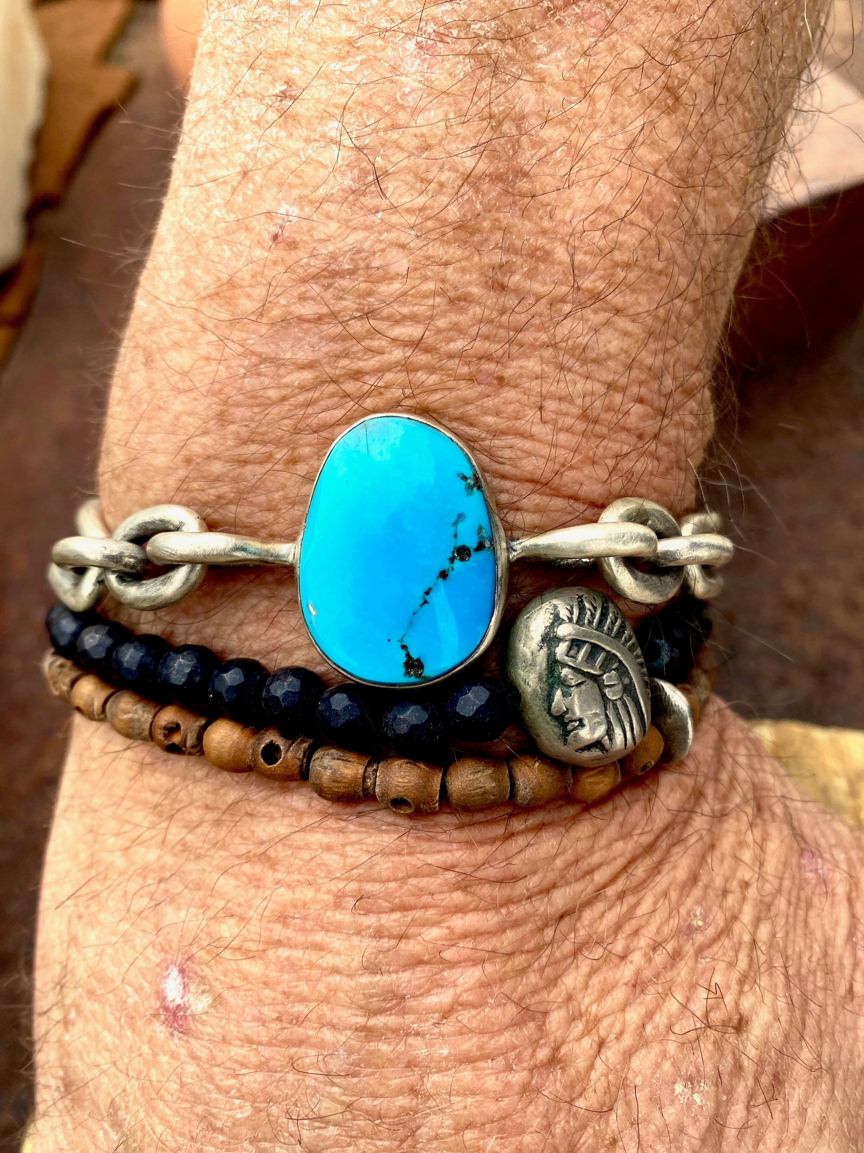 Turquoise Buddha Bracelet, Men's Stone Bracelet, Natural Stone Nuggets |  Prairie Ice